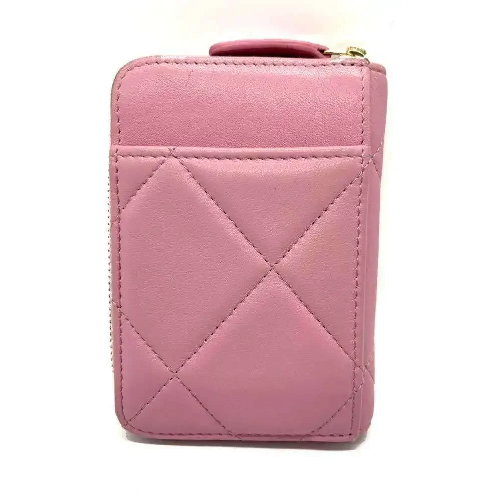 CHANEL Pink Lambskin Leather Wallet